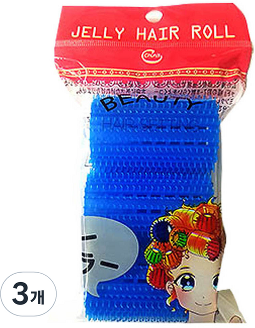 천일 젤리 헤어롤 숏사이즈 지름 45mm 3p, 파랑, 3개