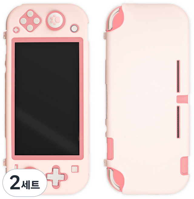 잼몬스터 닌텐도 스위치 라이트 전용 마카롱 하드 풀 케이스 세트, 베이비핑크, 2세트, LTC01-PK
