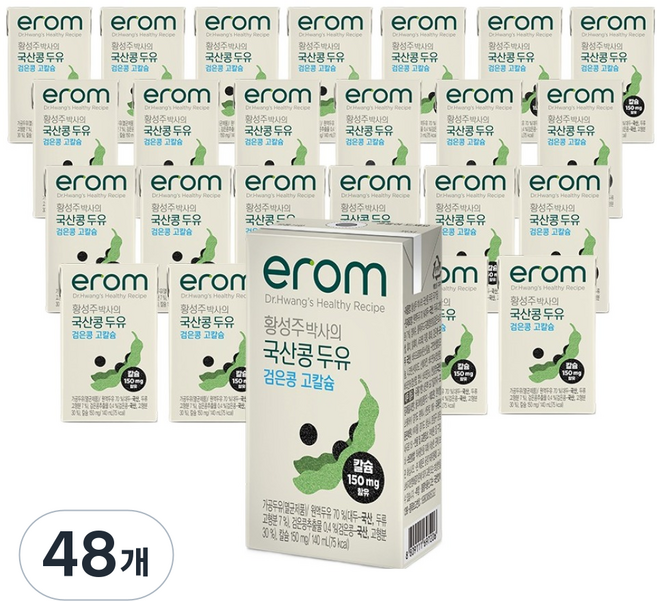 이롬 황성주 박사의 국산콩 검은콩 고칼슘 두유, 140ml, 48개