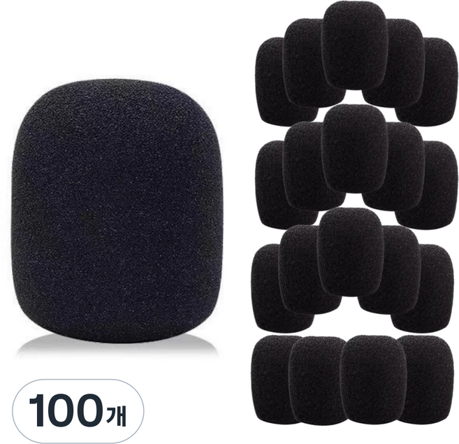 담다원 헤드셋 핀 마이크 스펀지 커버, 블랙, 100개