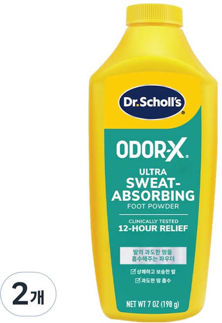 Dr. Scholl's 爽健 ODOR-X 吸汗足部爽身粉, 198g, 2個, 1入