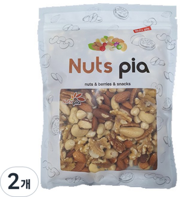 넛츠피아 세븐믹스 레벨업 너트 리필형 파우치, 500g, 2개