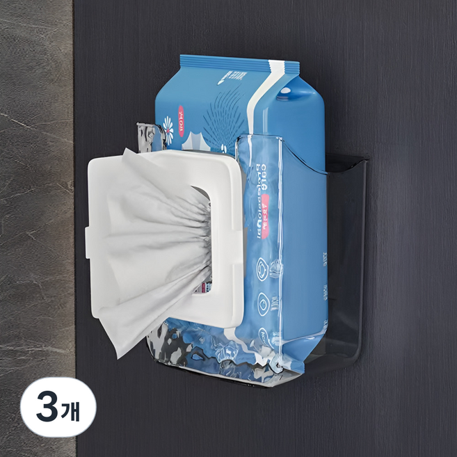 주앤지 무타공 물티슈 커버 케이스 거치대 홀더, 투명, 3개