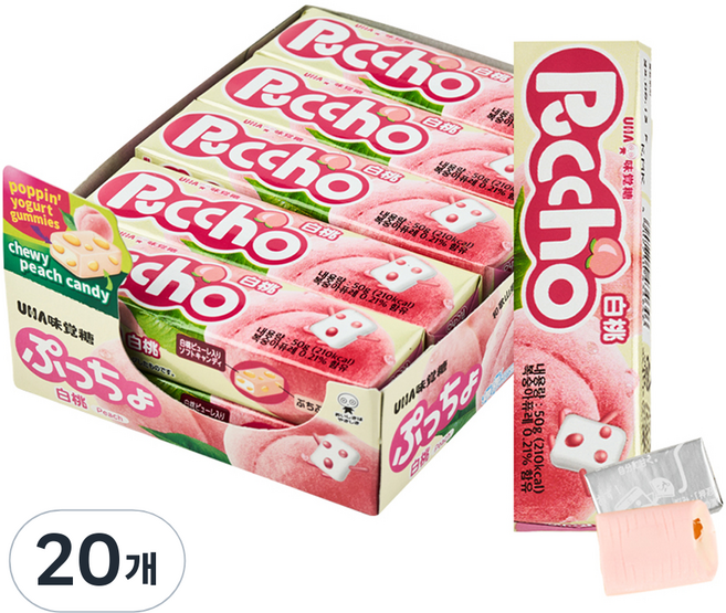 Puccho 條裝糖果 水蜜桃, 20個, 50g