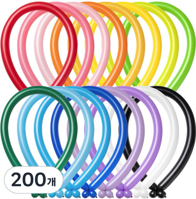 조이벌룬 260풍선 레인보우혼합, 랜덤발송, 200개