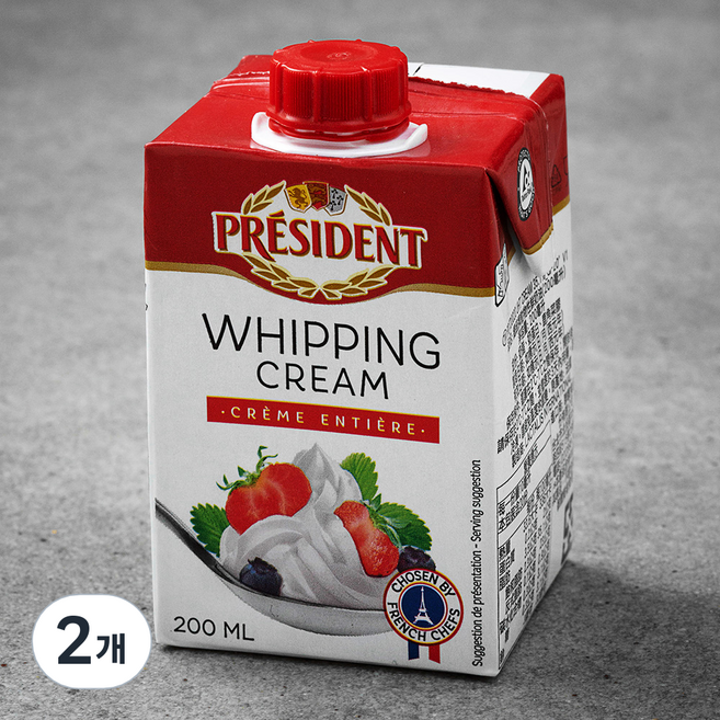 프레지덩 미니 휘핑크림, 200ml, 2개