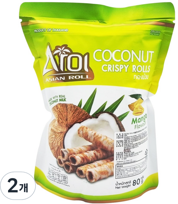 아로이 코코넛롤 크리스피롤 망고향, 80g, 2개