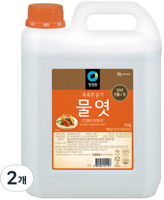 대상 청정원 물엿, 9kg, 2개