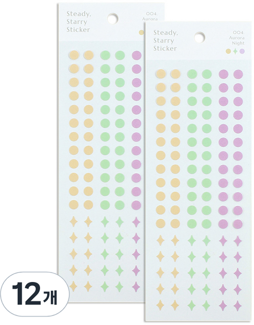 페이퍼리안 스테디 스태리 스티커 3p, 오로라 나잇, 12개