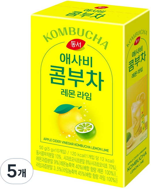 동서 애사비 콤부차 레몬라임, 5g, 10개입, 5개
