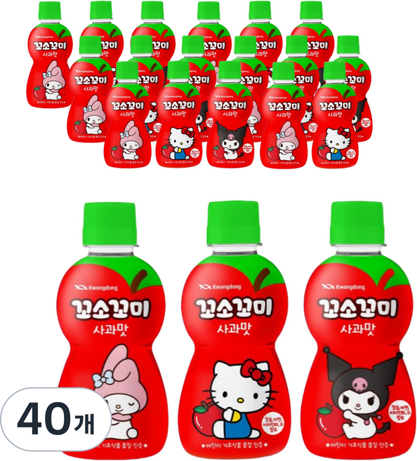꼬소꼬미 사과맛 캐릭터 랜덤발송, 200ml, 40개