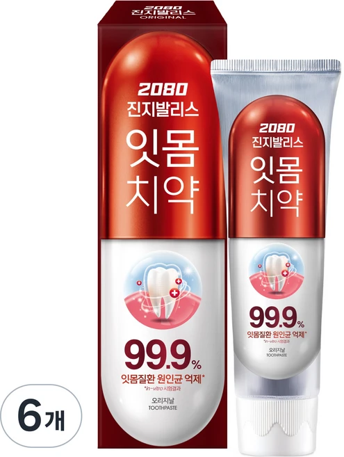 2080 진지발리스 잇몸치약 오리지날, 150g, 6개 - 쿠팡
