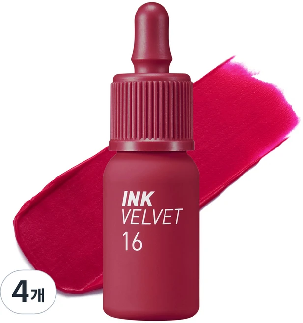 페리페라 잉크 더 벨벳 립틴트 4g, AD016하트백만개, 4개 - 쿠팡