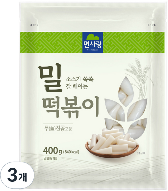 면사랑 밀떡볶이떡, 400g, 3개