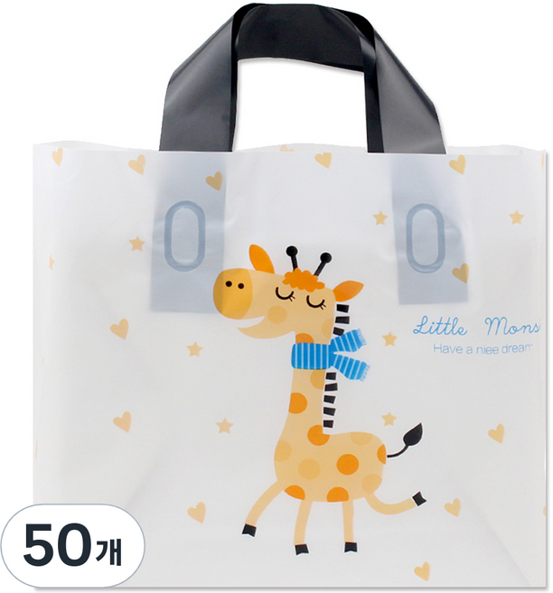 아이엔피 LDPE 손잡이 비닐백 대 40 x 30 cm, 10 큐티기린, 50개