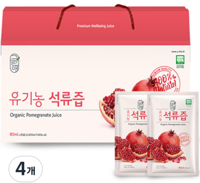 그린애 유기농 석류즙 30p, 2.4L, 4개