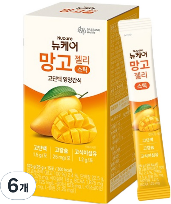 뉴케어 정품 망고 젤리 스틱 15p, 375g, 6개