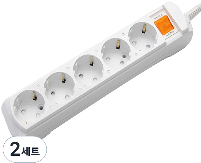 거성산업 통합절전형 멀티탭 5구 GS-C16A5 + 안전커버 랜덤발송 2p 세트, 6m, 혼합색상, 2세트