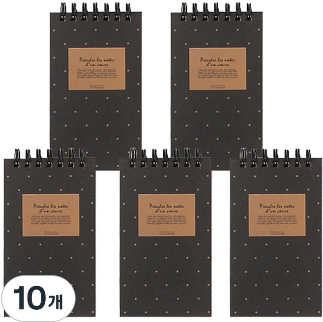 톡톡팬시 1000 포켓북 상철수첩 60매, 도트블랙, 10개