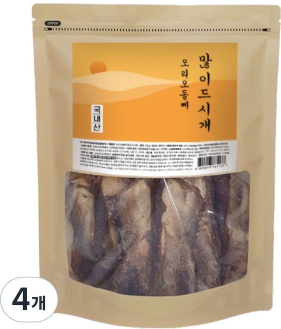 바이케이알 많이드시개 대용량 수제 간식, 오리오돌뼈, 200g, 4개