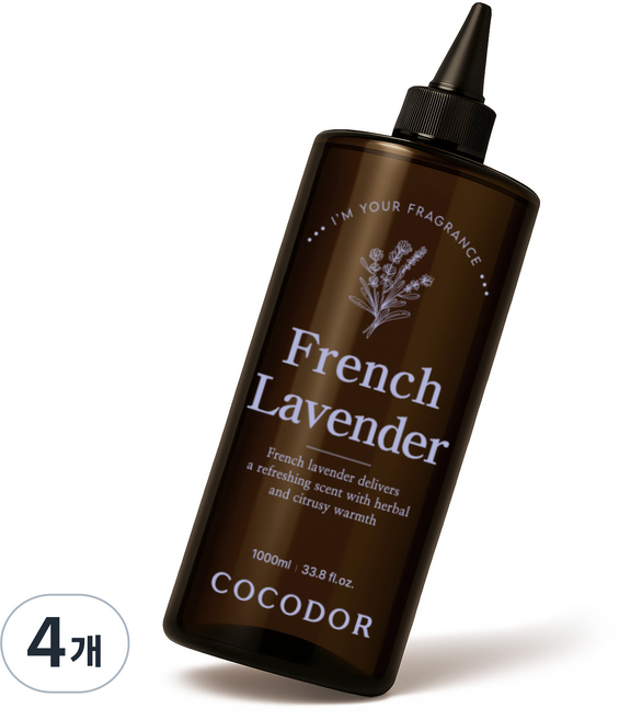 코코도르 디퓨저 리필액, 프렌치라벤더, 1L, 4개