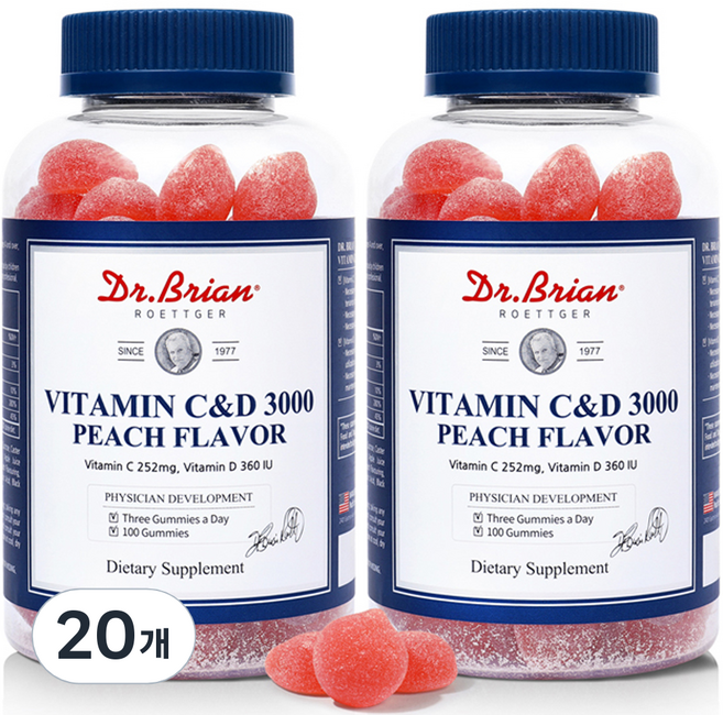 닥터브라이언 비타민 C&D 3000 복숭아맛, 100정, 20개