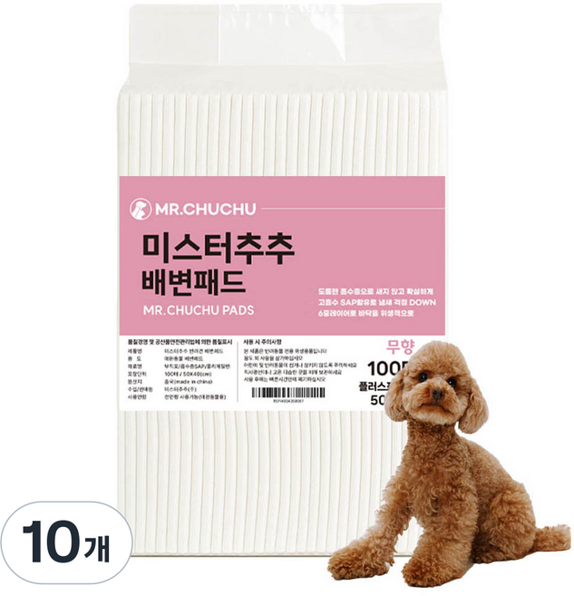 미스터추추 강아지 배변패드 무향 20g, 100개입, 10개