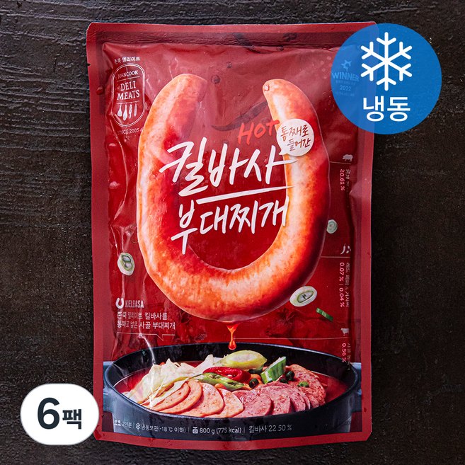 존쿡델리미트 킬바사 부대찌개 (냉동), 800g, 6팩