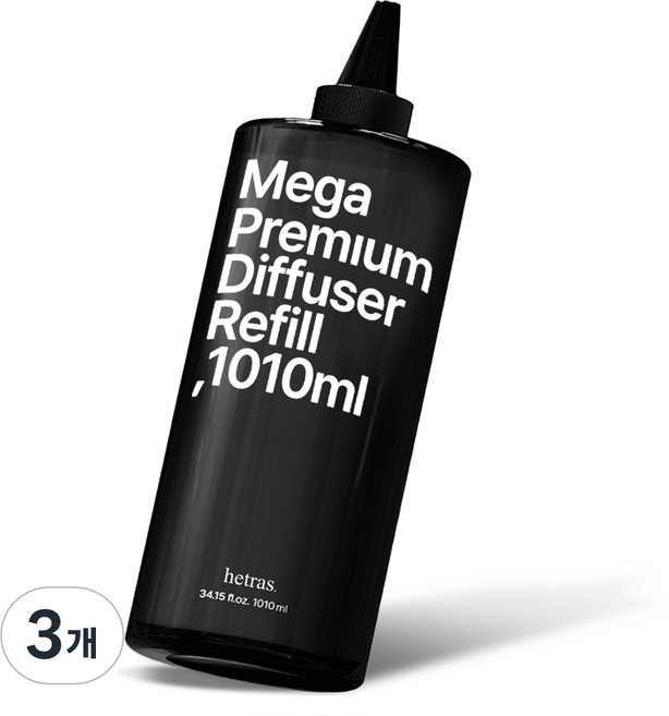 헤트라스 메가 프리미엄 대용량 디퓨저 리필 + 뾰족캡, 플라워파크, 1.01L, 3개
