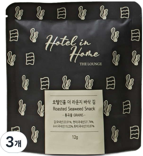 호텔인홈 더라운지 바삭김, 12g, 3개