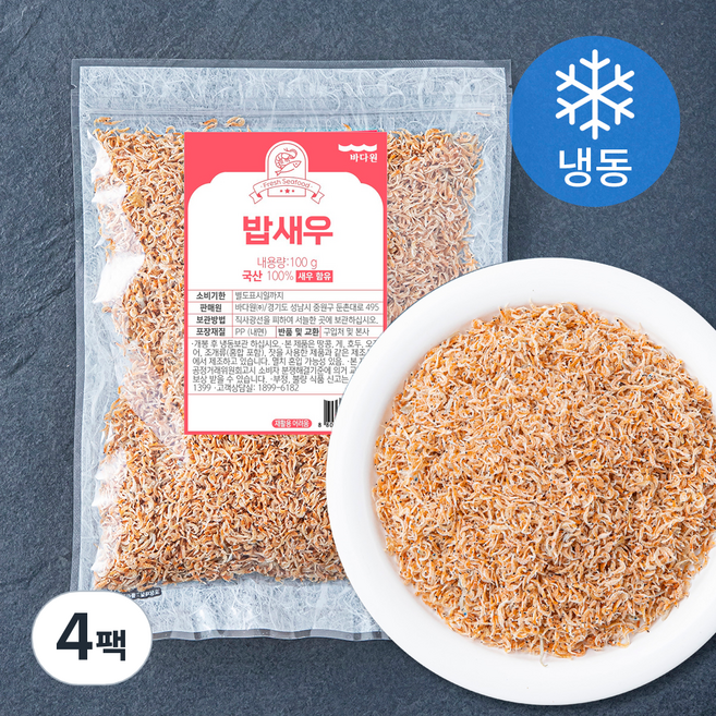 바다원 국내산 밥새우 (냉동), 100g, 1개입, 4개