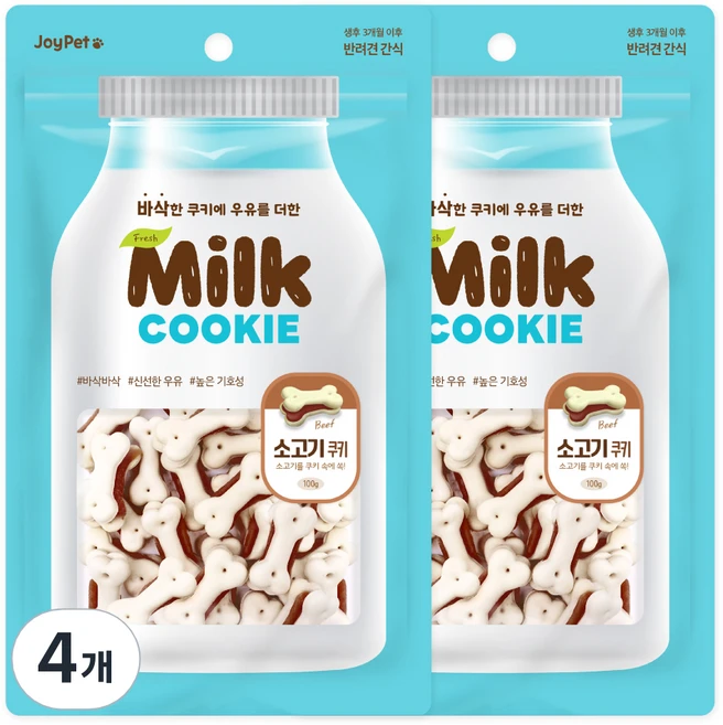 조이펫 강아지 밀크 쿠키 간식, 소고기, 100g, 4개 - 쿠팡