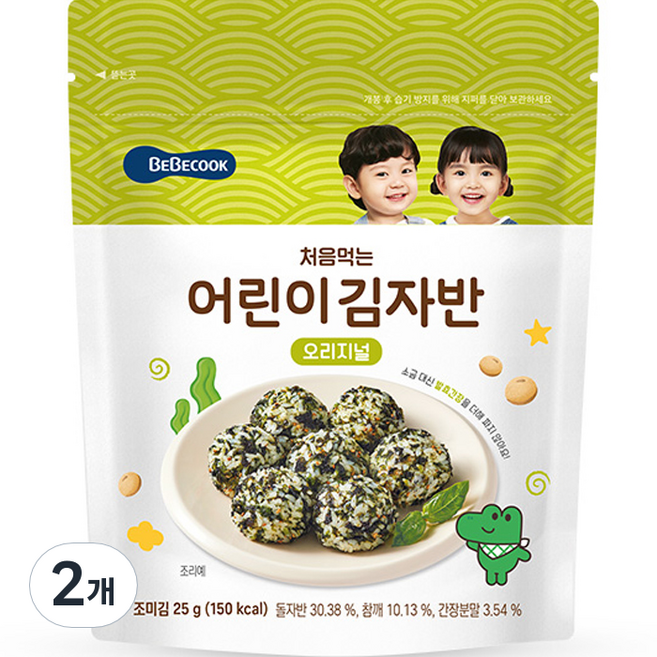 베베쿡 처음 먹는 어린이 김자반, 오리지널, 25g, 2개