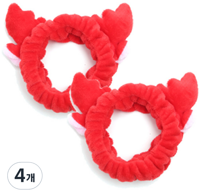 더자카 밤비 헤어밴드, 레드, 4개