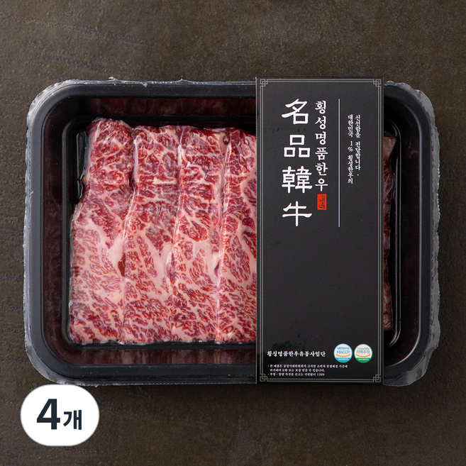 횡성명품한우 꽃갈비살 1+등급 (냉장), 200g, 4개