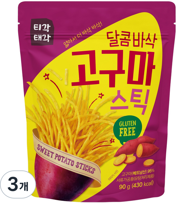 Tigak Taegak 香甜酥脆地瓜棒, 90g, 3個