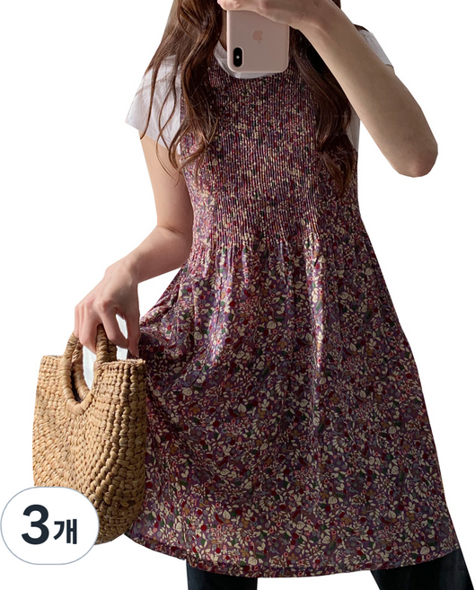 한스빌 올리비아 쉬폰 앞치마, 퍼플, 3개