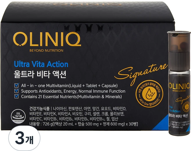 올리닉 울트라 비타액션 올인원 시그니처 30p, 30회분, 3개 - 쿠팡