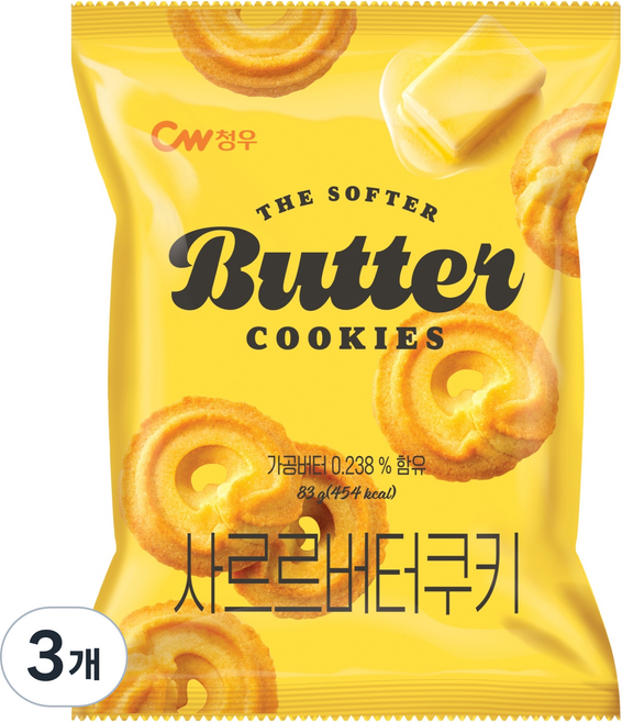 청우식품 사르르 버터쿠키, 3개, 83g