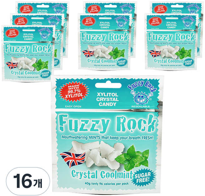 퍼지락 자일리톨 크리스탈 캔디 쿨민트향, 40g, 16개