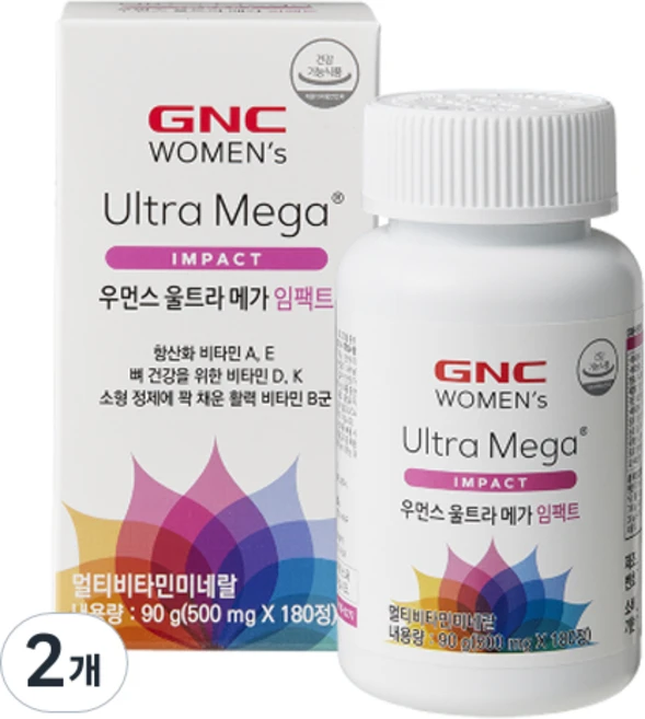 GNC 우먼스 울트라 메가 임팩트 멀티비타민, 180정, 2개 - 쿠팡