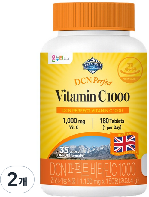 다이아몬드캘리포니아뉴트리션 DCN 퍼펙트 비타민C 1000 203.4g, 2개, 180정