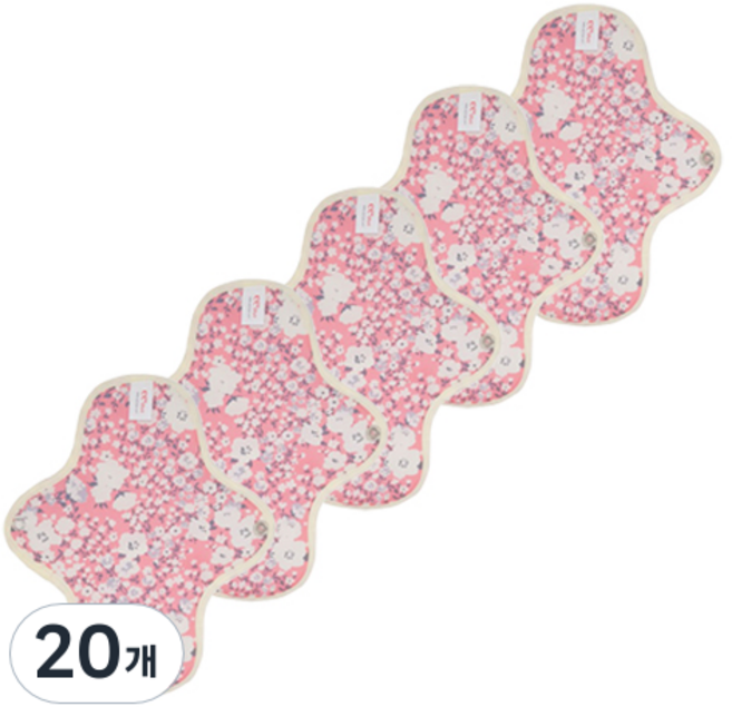 이채 플라워 일체형 면생리대 핑크플라워, 20개, 1개입, 중형