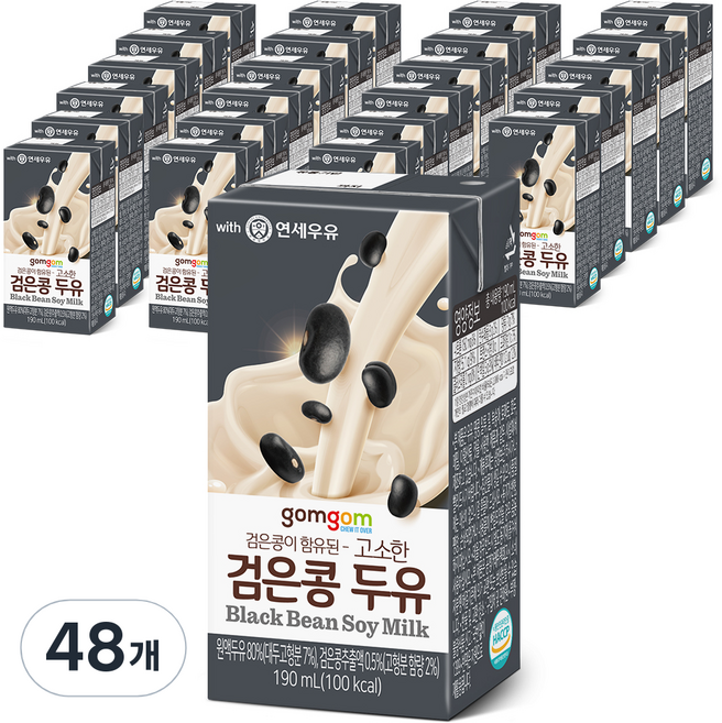 gomgom 고소한 검은콩 두유, 190ml, 48개