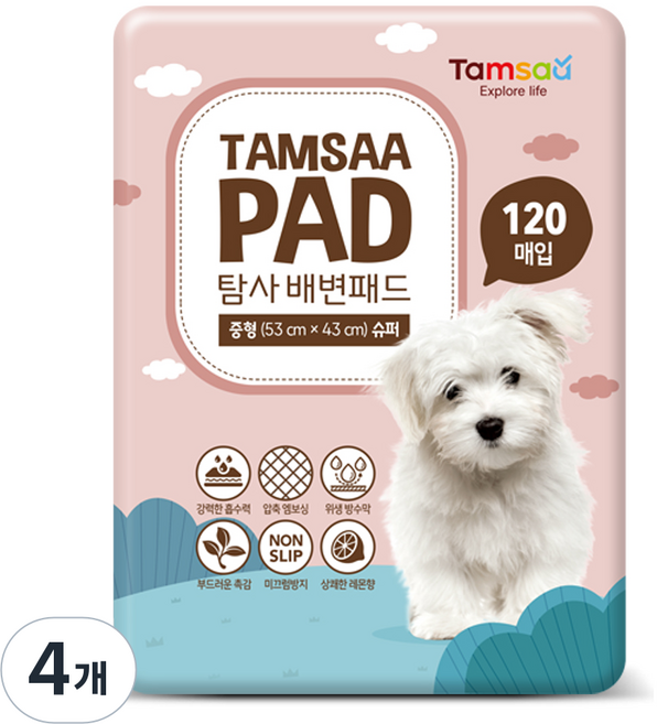 탐사 배변패드 슈퍼, 120개입, 4개