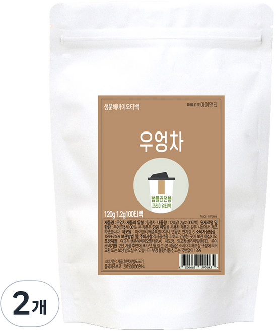 아이앤티 국내산 우엉차 티백 텀블러용, 2개, 100개입, 1.2g