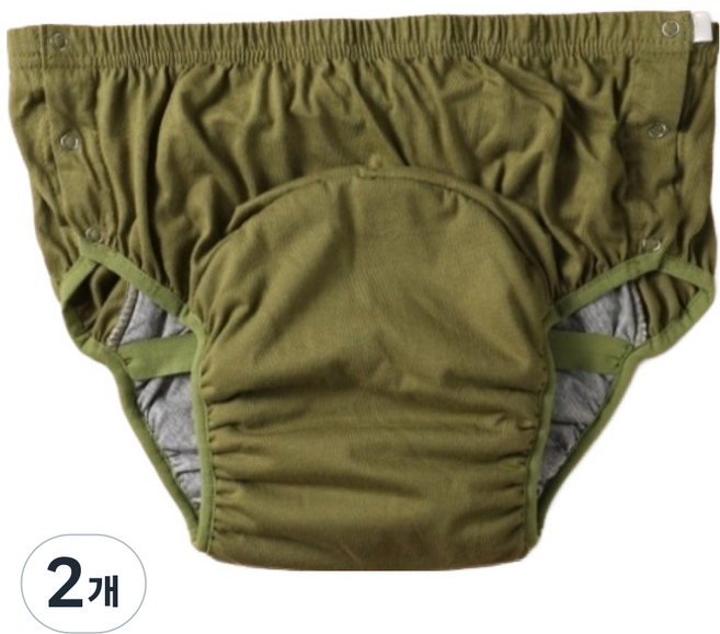 지니상사 성인용 환자용 샘방지 안심 팬티 기저귀 커버 카키그린, XXL, 1개, 2개