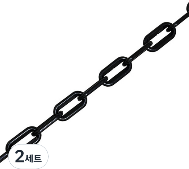 플라스틱 안전 롤체인 검정 + s고리 2p 세트, 2세트