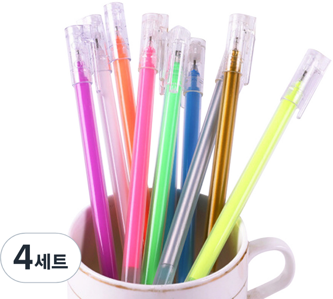 포토비 블랙페이퍼 젤리잉크 중성펜 0.5mm 10종세트, 혼합색상, 4세트