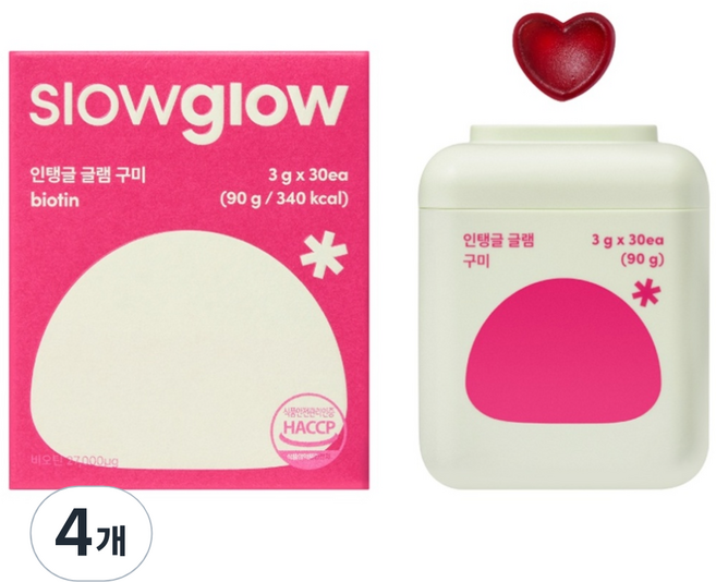 슬로우글로우 인탱글 글램 구미 3g, 30정, 4개